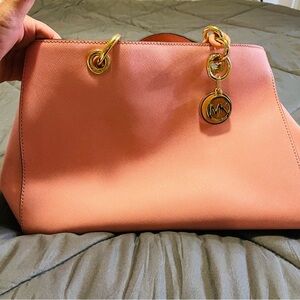 Michael Kors Pink Shoulder Bag with Gold Hardware